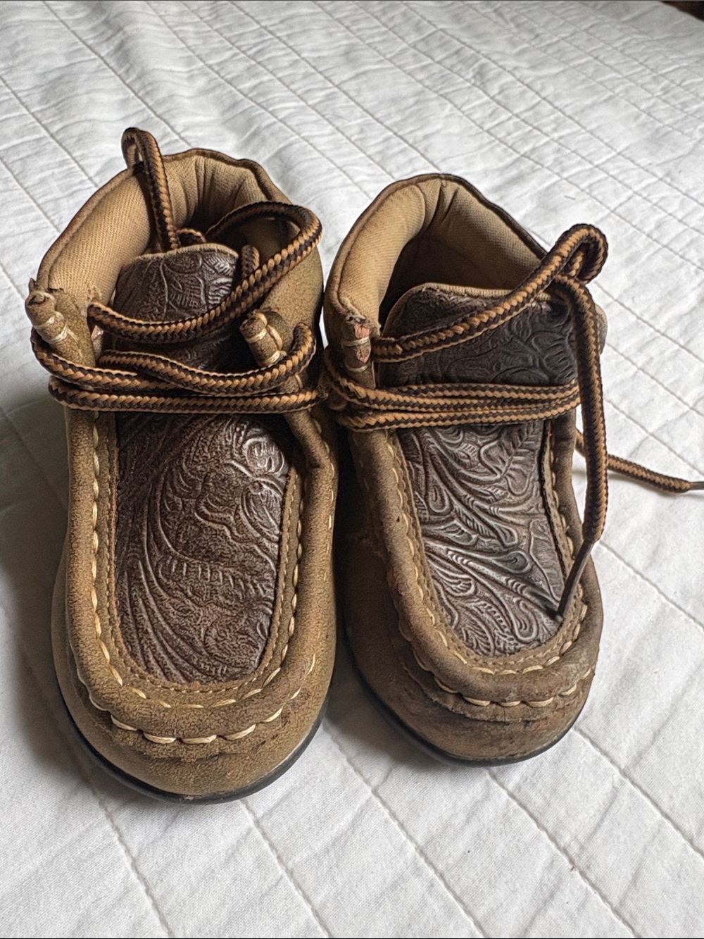 Twisted X Kids Brown Suede Moccasin Lace-Up Shoes